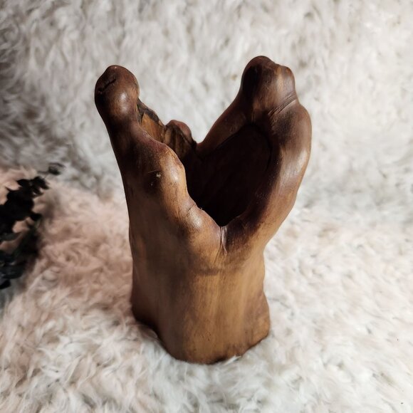Vintage Rustic Primitive Unique Hand-Carved Wooden Root Vase - Picture 2 of 5
